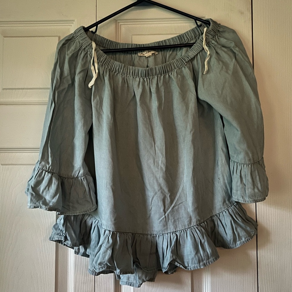 Jane and Delaney Off the Shoulder Jean Top